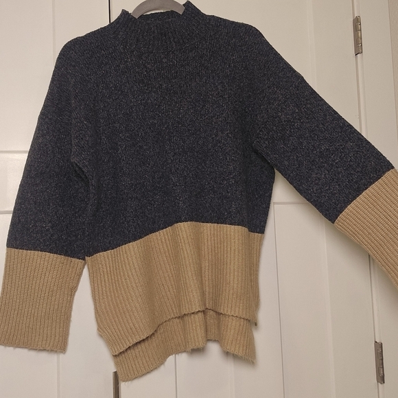 Michael Kors Neutral Color Block Wool High Low Sweater LG Large - Picture 7 of 7